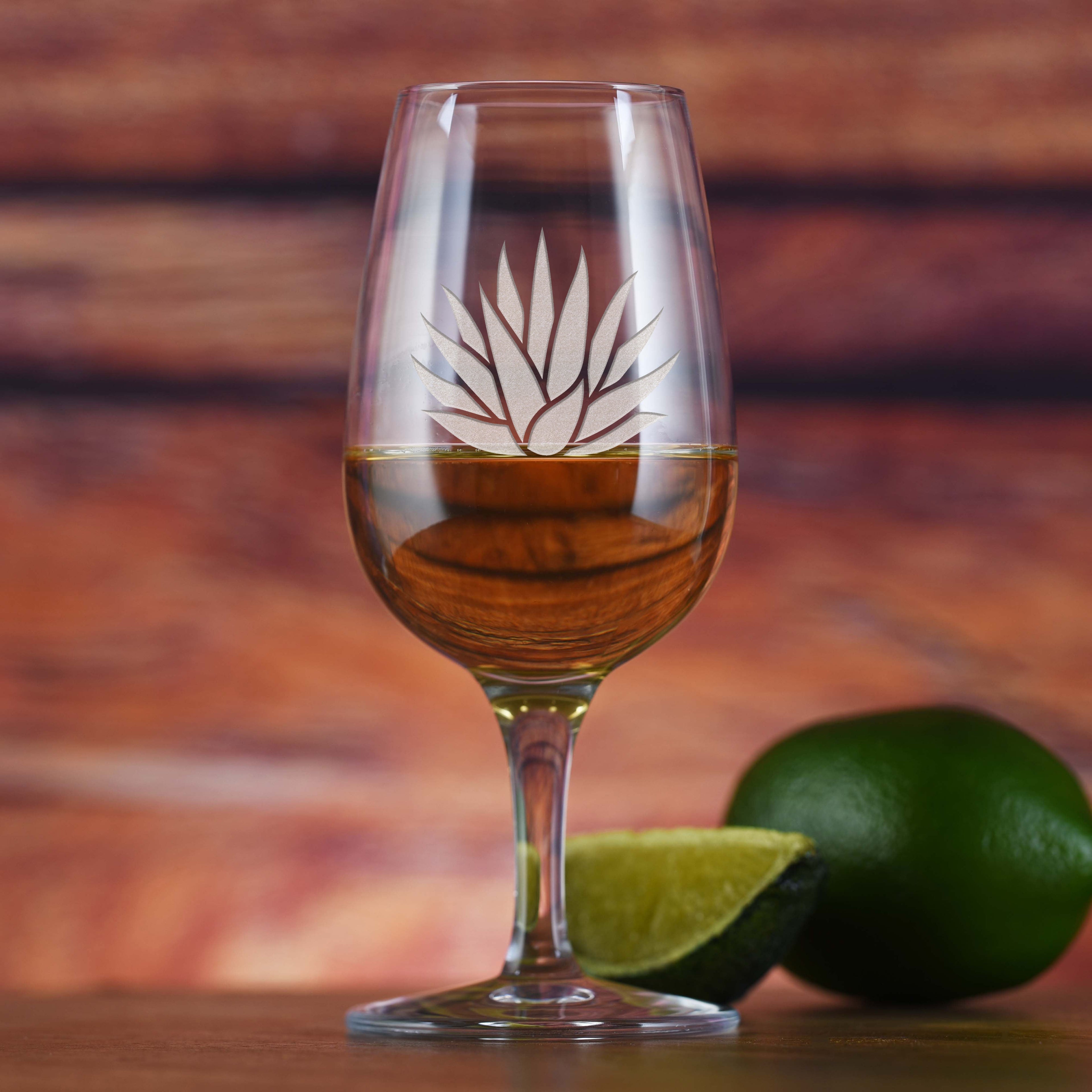 Agave Leaf Tequila Tasting Glass, Deep Engraved